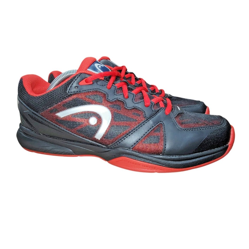 Head Revolt RVRD Men's Size 9.5 Black Red Indoor Court‎ Pickleball Tennis Shoes